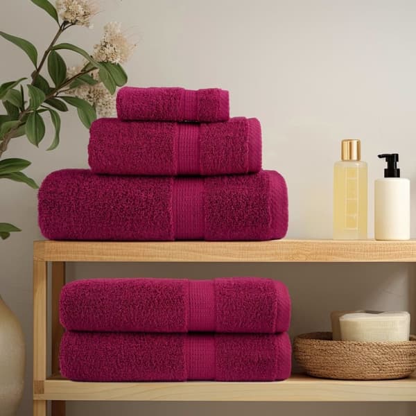 vidaXL Premium håndklesett 12 deler SOLUND burgunder 600 gsm