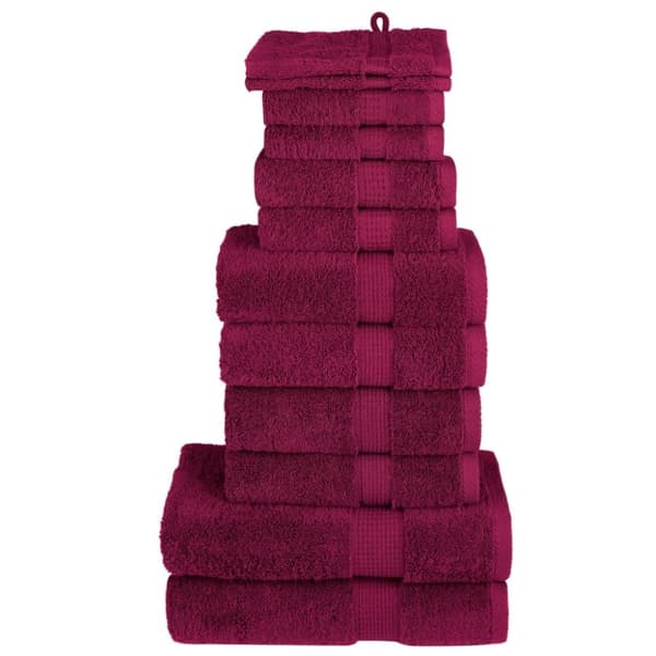 vidaXL Premium håndklesett 12 deler SOLUND burgunder 600 gsm