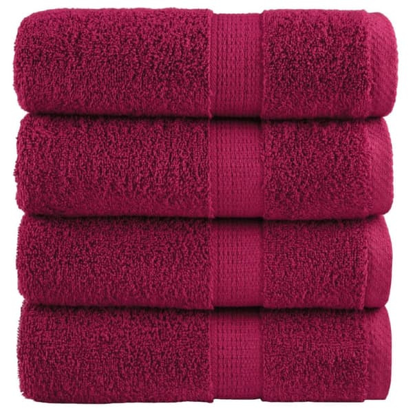 vidaXL gæstehåndklæder SOLUND 4 stk. Premium 30x50 cm 600g/m2 bordeaux