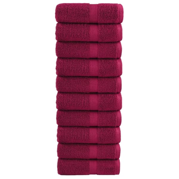 vidaXL Premium vaskekluter SOLUND 10 stk burgunder 30x30cm 600gsm