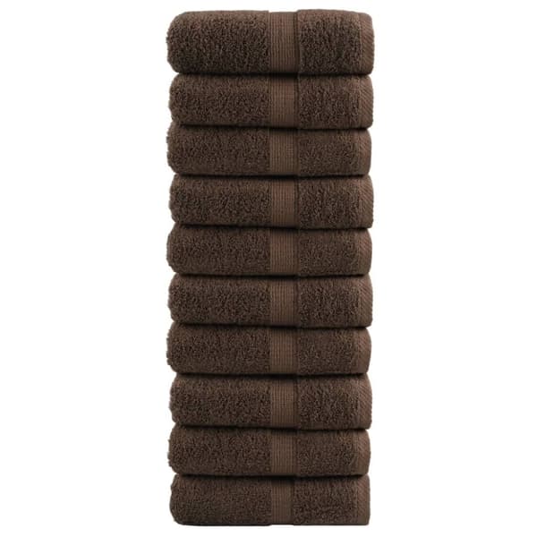 vidaXL Premium gjestehåndklær SOLUND 10 stk brun 30x50 cm 600gsm