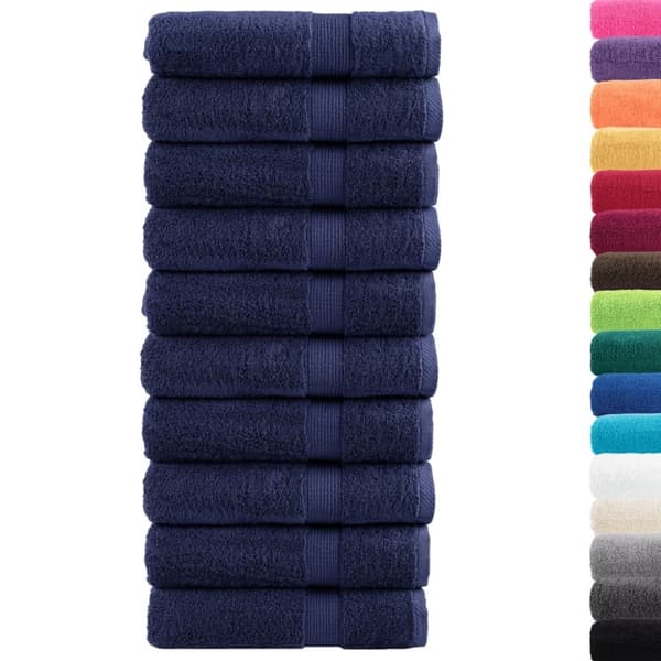 vidaXL Premium badhanddukar SOLUND 10st marinblå 100x150cm 600gsm