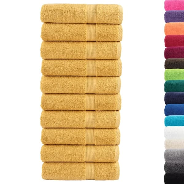 vidaXL Premium badhanddukar SOLUND 10 st guld 70x140cm 600gsm