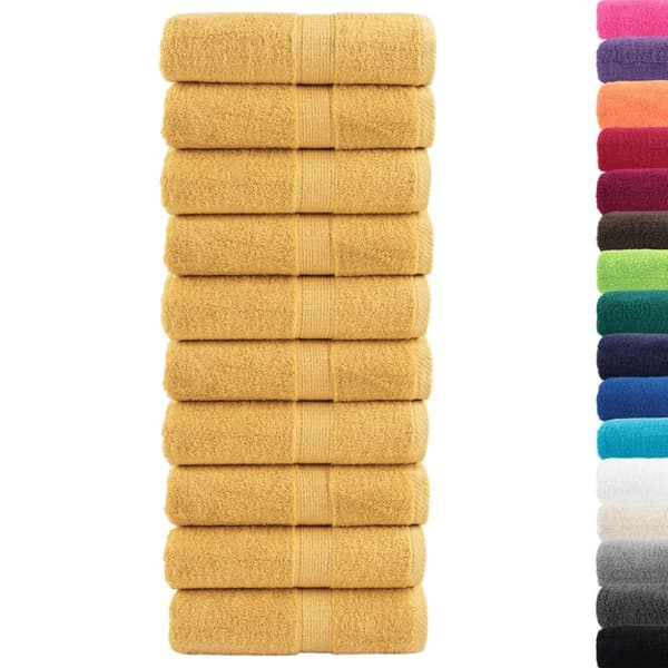 vidaXL gæstehåndklæder SOLUND 10 stk. Premium 30x50 cm 600 g/m2 gylden