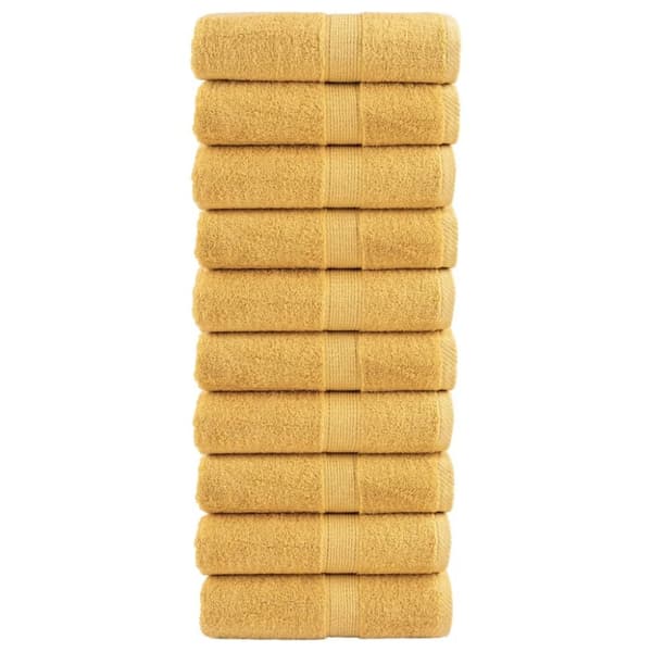 vidaXL gæstehåndklæder SOLUND 10 stk. Premium 30x50 cm 600 g/m2 gylden