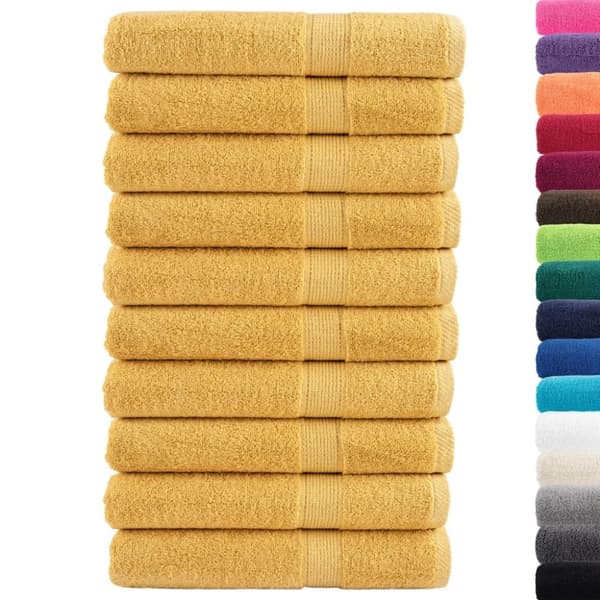 vidaXL Premium handdukar SOLUND 10 st guld 100x200cm 600gsm
