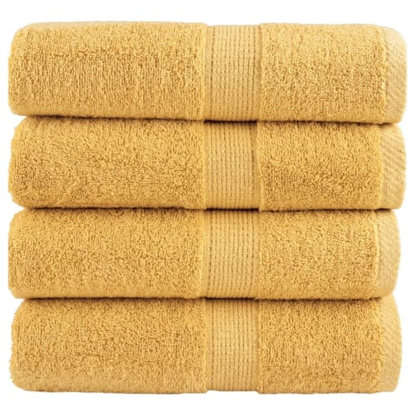 vidaXL gæstehåndklæder SOLUND 4 stk. Premium 30x50 cm 600 g/m2 gylden