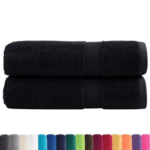 vidaXL Premium dusjhåndklær SOLUND 2 stk svart 70x140cm 600g/m2