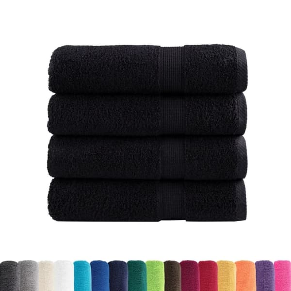 vidaXL Premium handdukar SOLUND 4 st svart 50x100 cm 600 gsm