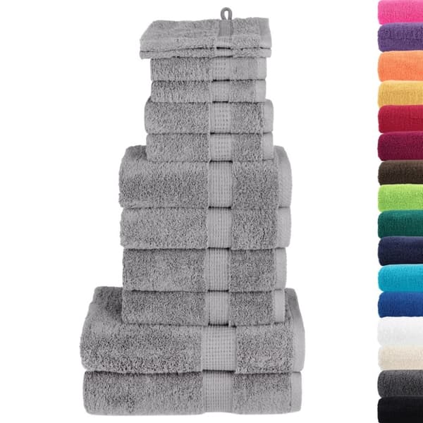 vidaXL Premium håndklesett 12 deler SOLUND grå 600 g/m2