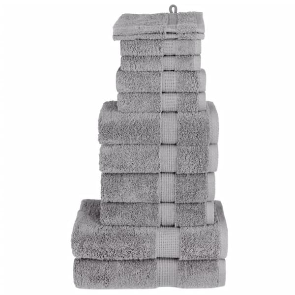 vidaXL Premium håndklesett 12 deler SOLUND grå 600 g/m2