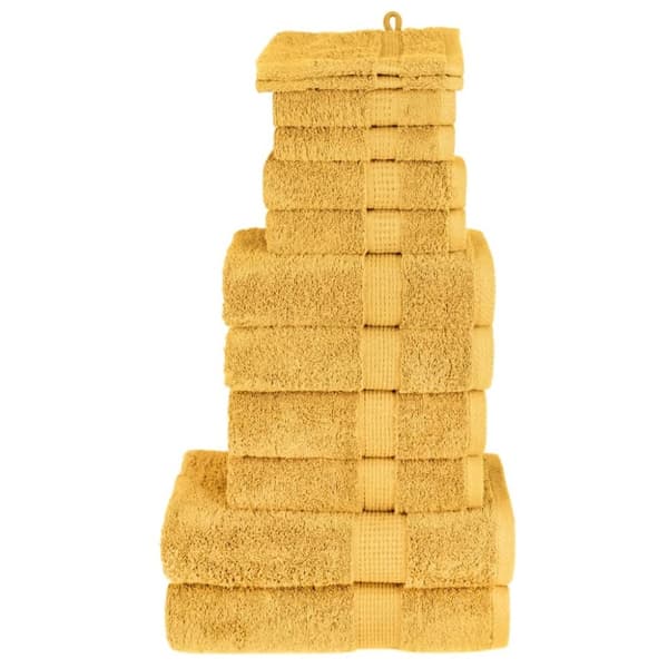 vidaXL håndklæder 12 stk. Premium SOLUND 600 g/m2 guldfarvet
