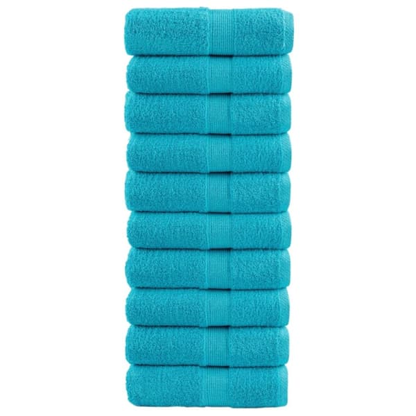 vidaXL gæstehåndklæder SOLUND 10 stk. Premium 30x50 cm 600 g/m2 turkis
