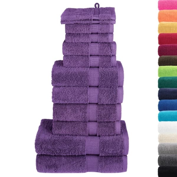 vidaXL Premium håndklesett 12 deler SOLUND lilla 600 g/m2