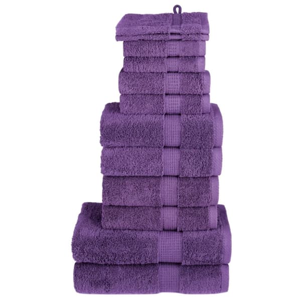 vidaXL Premium håndklesett 12 deler SOLUND lilla 600 g/m2
