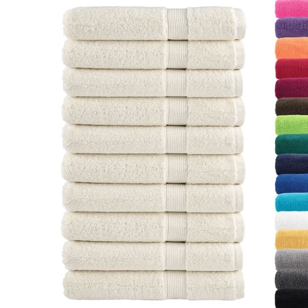 vidaXL Premium håndklær SOLUND 10 stk kremhvit 100x200cm 600g/m2