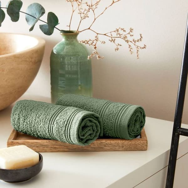 Set med 2 "Spa" gästhanddukar 30 x 50 cm - 400 gr-m² - Färg: "Spa" Rosemary