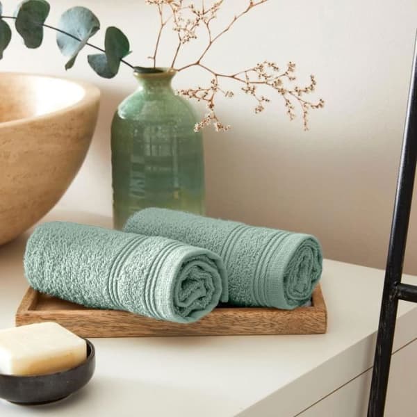 Set med 2 "Spa" gästhanddukar 30 x 50 cm - 400 gr-m² - Färg: "Spa" Mint