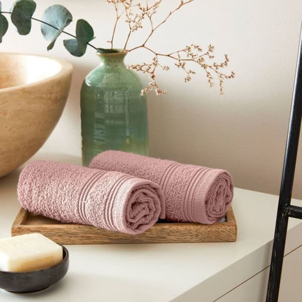 Set med 2 "Spa" gästhanddukar 30 x 50 cm - 400 gr-m² - Färg: "Spa" Old Rose