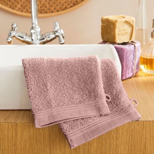Set med 2 "Spa" tvättlappar 15 x 21 cm - 400 gr-m² - Färg: "Spa" Old Rose