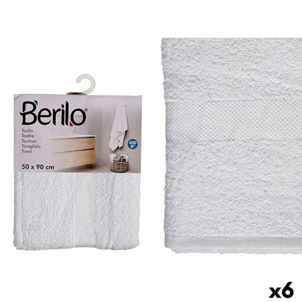 Badhandduk Berilo 89677 Vit 80 % bomull 20 % Polyester 50 x 90 cm (6 antal)