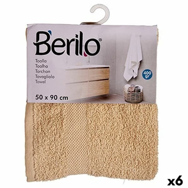 Badhandduk Berilo 89657 Kräm 80 % bomull 20 % Polyester 50 x 90 cm (6 antal)