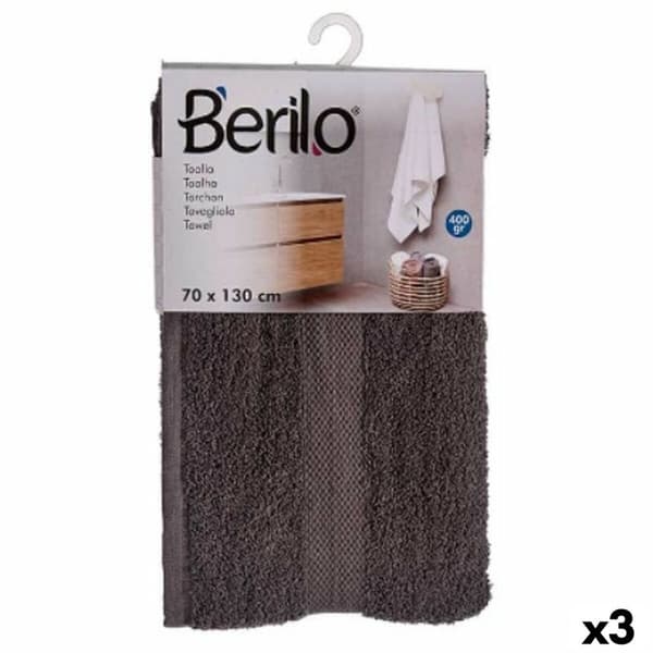 badelagen Berilo 89670 Grå 80 % bomuld 20 % Polyester 70 x 130 cm (3 enheder)