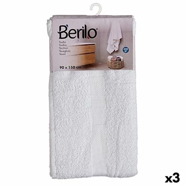 Kylpypyyhe Berilo 89679 Valkoinen 80 % puuvillaa 20 % Polyesteri 90 x 150 cm 90 x 0,5 x 150 cm (3 osaa)