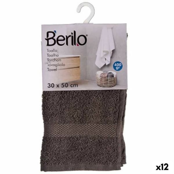 Badhandduk Berilo 89668 Grå 80 % bomull 20 % Polyester 30 x 50 cm (12 antal)
