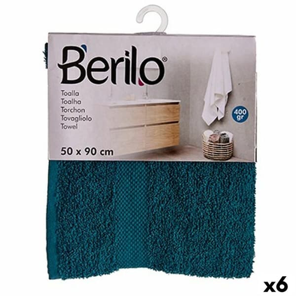 Badhandduk Berilo 89673 Blå 80 % bomull 20 % Polyester 50 x 90 cm (6 antal)
