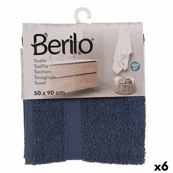 Badhandduk Berilo 5312 Blå 80 % bomull 20 % Polyester 50 x 90 cm 50 x 0,5 x 90 cm (6 antal)