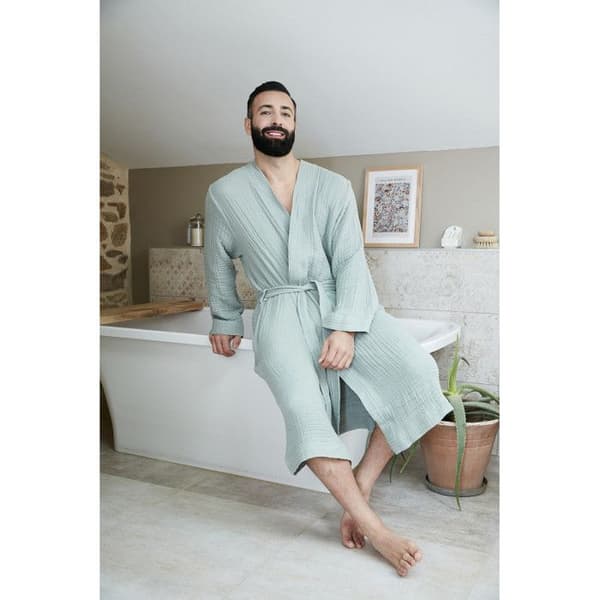 Badrock i blandad kimono Vanlig bomullsväv Gaïa - Gaïa Eucalyptus - Storlek L/XL