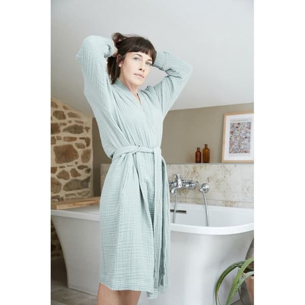 Badrock i blandad kimono Vanlig bomullsväv Gaïa - Gaïa Eucalyptus - Storlek L/XL