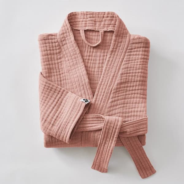 Badrock i blandad kimono Gaïa vanlig bomullsväv - Gaïa Peach Pink - Storlek S/M