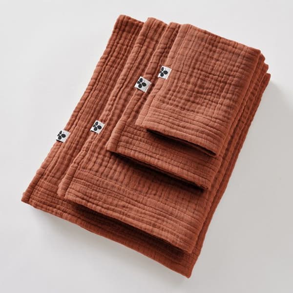 Handduk 50 x 90 cm Gaïa vanlig bomullsväv - Gaïa Terracotta