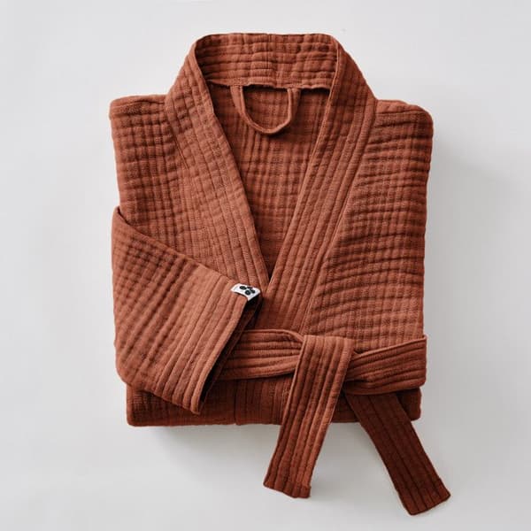 Badrock i blandad kimono Gaïa vanlig bomullsväv - Gaïa Terracotta - Storlek L/XL
