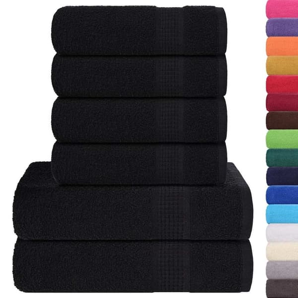 Handdukar 6 st svart 360 gsm 100% bomull
