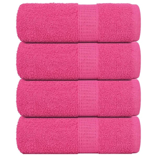 vidaXL gæstehåndklæder 4 stk. 30x50 cm 360 g/m2 100 % bomuld lyserød