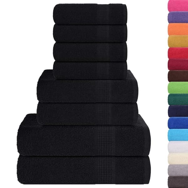 vidaXL Handdukar 8 st svart 360 gsm 100% bomull