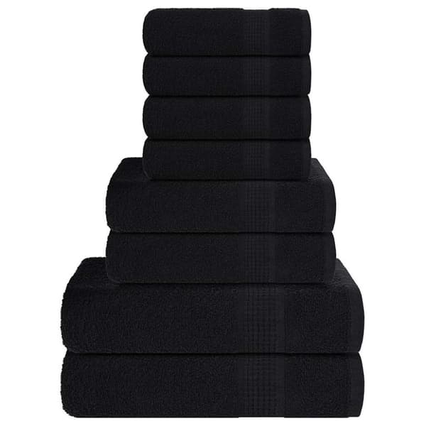 vidaXL Håndklesett 8 deler svart 360 g/m2 100 % bomull