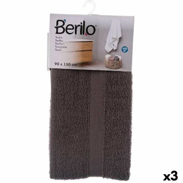 Kylpypyyhe Berilo 89671 Harmaa 80 % puuvillaa 20 % Polyesteri 90 x 150 cm 90 x 0,5 x 150 cm (3 osaa)