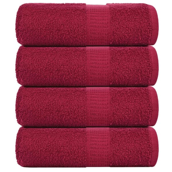 vidaXL gæstehåndklæder 4stk. 30x50cm 360 g/m2 100 % bomuld bordeauxrød