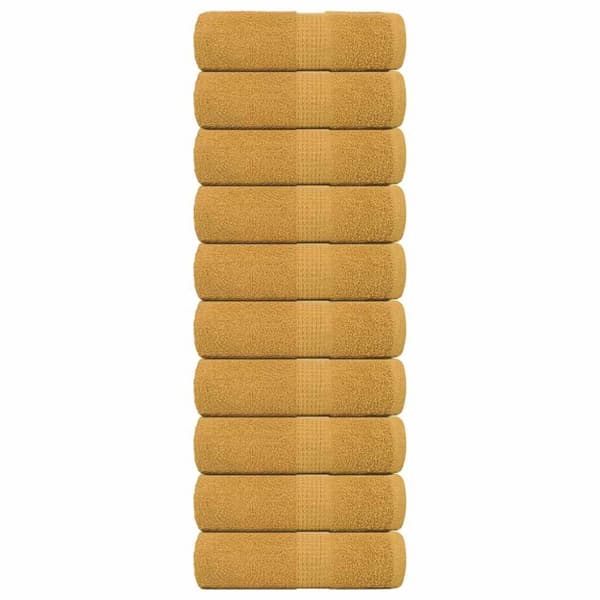 vidaXL gæstehåndklæder 10stk. 30x50cm 360g/m2 100 % bomuld guldfarvet