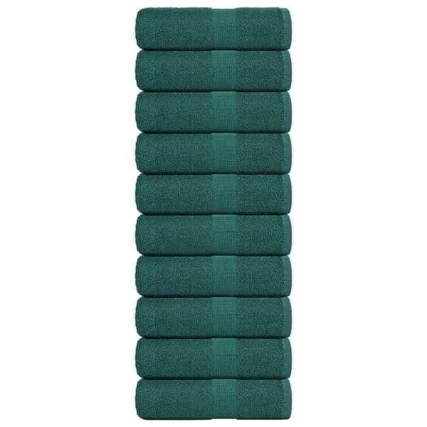vidaXL Tvålhanddukar 10 st grön 30x30 cm 360 gsm 100% bomull