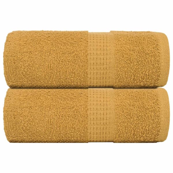 vidaXL håndklæder 2 stk. 30x30 cm 360 g/m2 100 % bomuld guldfarvet