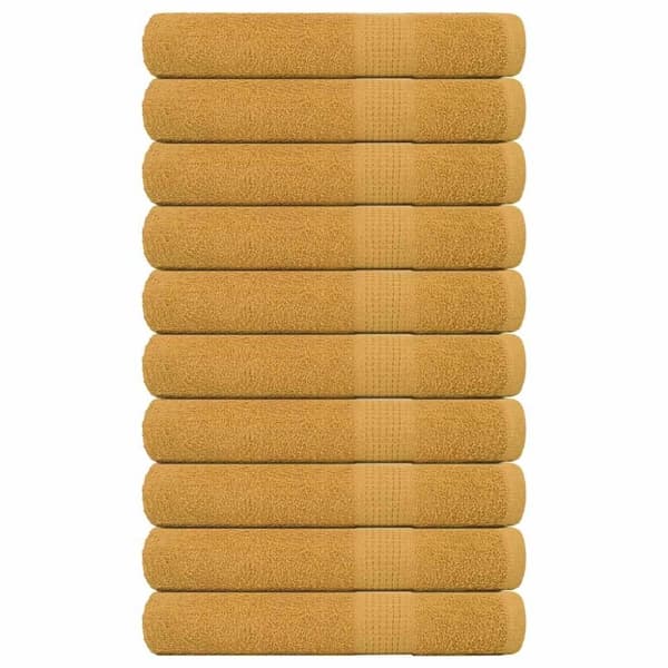 vidaXL Håndklær 10 stk gull 100x200 cm 360 g/m² 100 % bomull