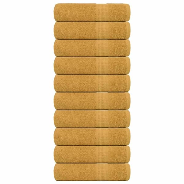 vidaXL Badlakan 10 st guld 100x150 cm 360 gsm 100% bomull
