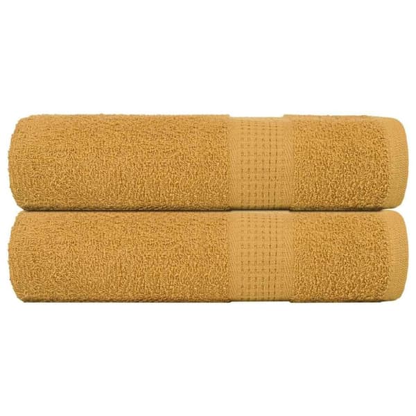 vidaXL badehåndklæder 2 stk. 100x150cm 360g/m2 100% bomuld guldfarvet
