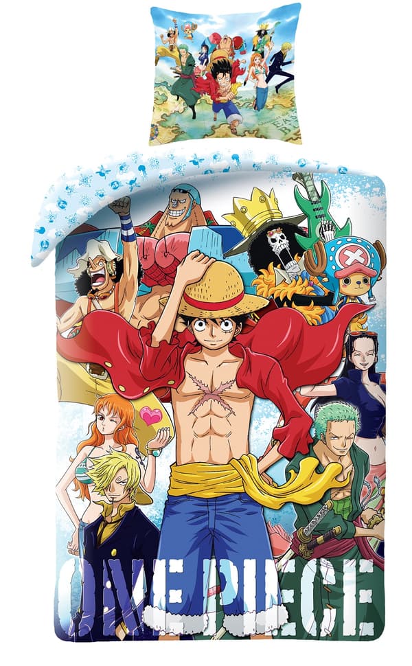 One Piece - Luffy och hans besättning I Bäddset i mikrofiber (200x140cm + 63x63cm)