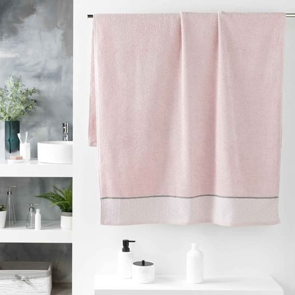 Duschhandduk 90 x 150 cm enfärgad frotté jacquard Belina Rosa